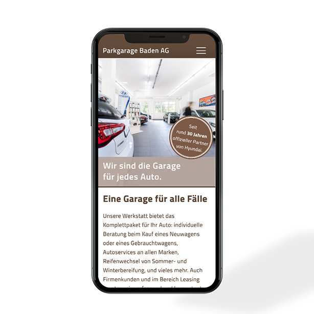 Parkgarage Baden > Website > Mobile